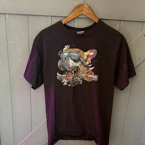 Harley-Davidson Black T-Shirt with Bulldog  Graphic